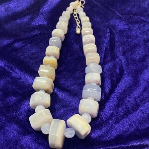 Jay King Blue Agate 18-21.5” Statement Necklace. Sterling Silver- Desert Rose